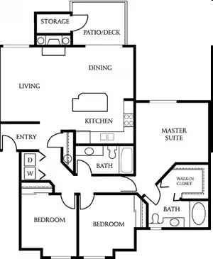 3 Bedroom 2 Bathroom A212 floor plan
